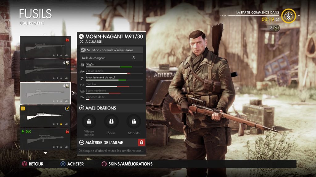 Sniper Elite 4 personnage armes attributs